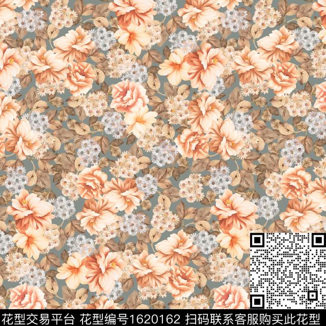 花卉满版散花数码印花华亿平台下载（图片编号: 1620162） - 瓦栏（Walan）