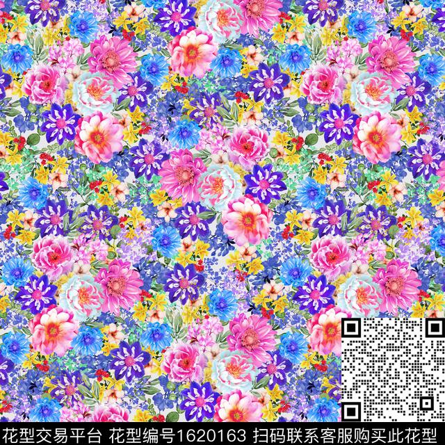 花卉满版散花数码印花华亿平台下载（图片编号: 1620163） - 瓦栏（Walan）