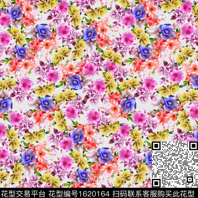 花卉满版散花数码印花华亿平台下载（图片编号: 1620164） - 瓦栏（Walan）