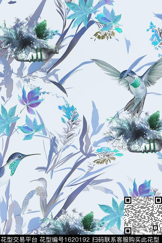 水彩花卉花鸟休闲风数码印花华亿平台下载（图片编号: 1620192） - 瓦栏（Walan）