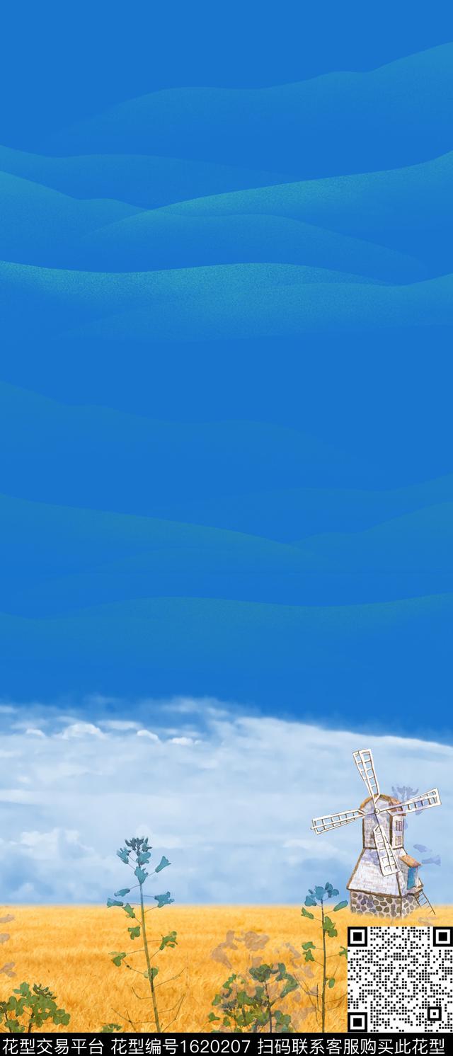 天空风车定位花数码印花华亿平台下载（图片编号: 1620207） - 瓦栏（Walan）