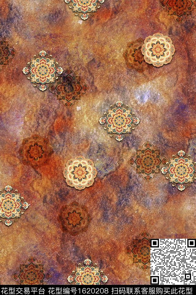 民族风民族纹样中老年数码印花华亿平台下载（图片编号: 1620208） - 瓦栏（Walan）