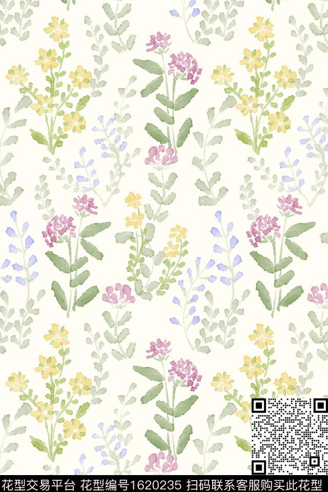 小清新清爽底花卉花卉数码印花华亿平台下载（图片编号: 1620235） - 瓦栏（Walan）