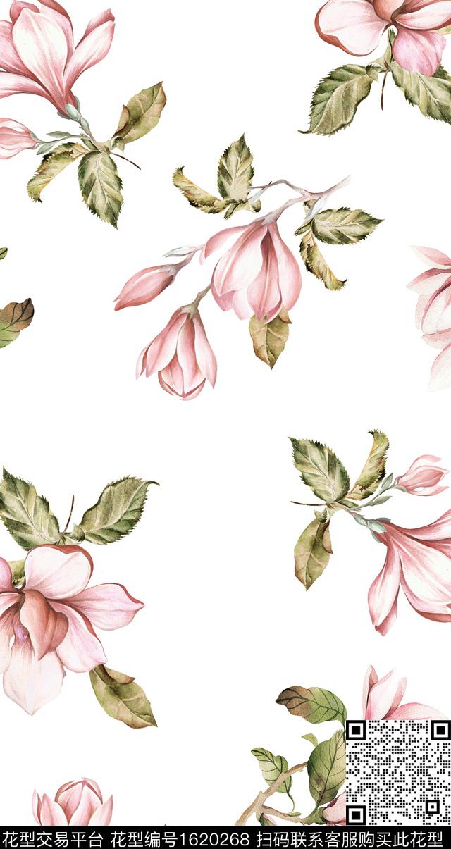 花卉清爽底花卉数码印花华亿平台下载（图片编号: 1620268） - 瓦栏（Walan）