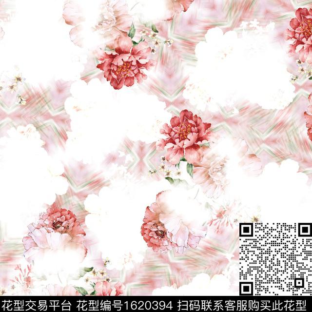 花卉剪影渐变数码印花华亿平台下载（图片编号: 1620394） - 瓦栏（Walan）