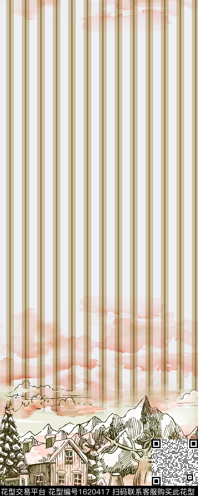 条纹百合风景定位数码印花华亿平台下载（图片编号: 1620417） - 瓦栏（Walan）