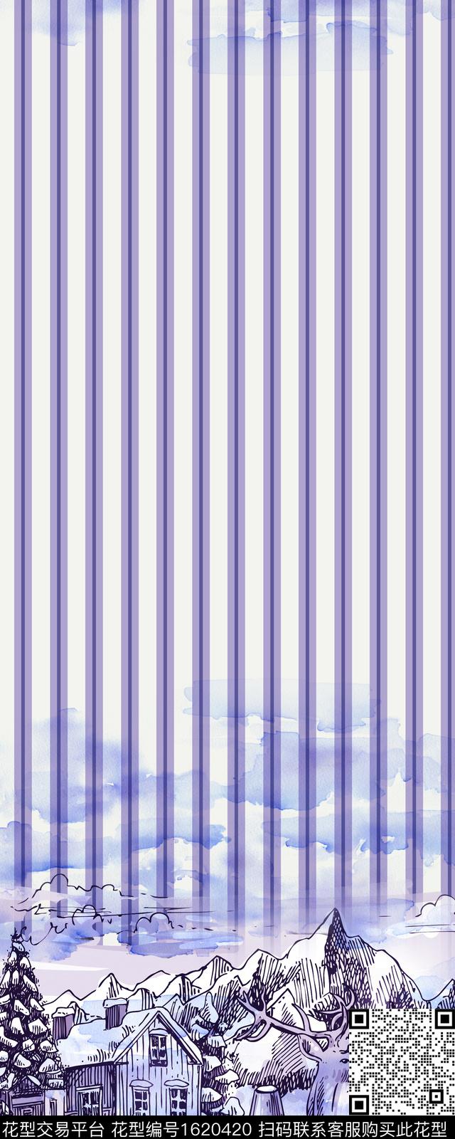 晕染肌理线条画水彩花卉数码印花华亿平台下载（图片编号: 1620420） - 瓦栏（Walan）