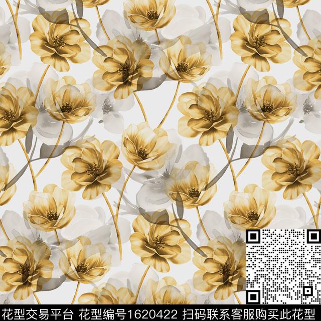 花卉水彩花卉影花数码印花华亿平台下载（图片编号: 1620422） - 瓦栏（Walan）