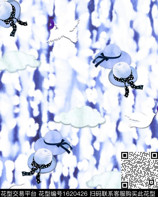 小清新晕染肌理帽子数码印花华亿平台下载（图片编号: 1620426） - 瓦栏（Walan）