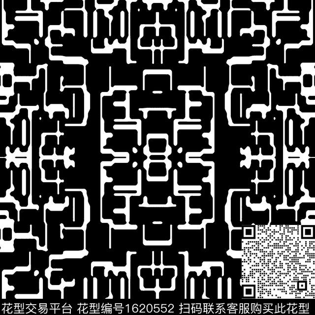 对称黑白条纹传统印花华亿平台下载（图片编号: 1620552） - 瓦栏（Walan）
