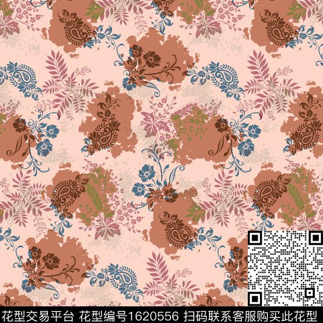 民族风民族花卉剪影数码印花华亿平台下载（图片编号: 1620556） - 瓦栏（Walan）