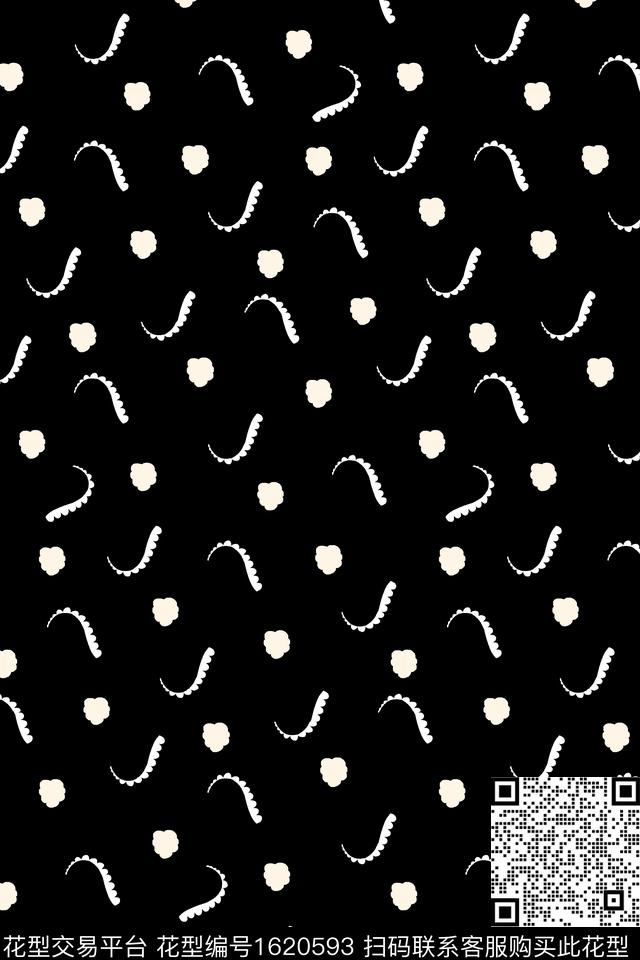 趣味线条波点数码印花华亿平台下载（图片编号: 1620593） - 瓦栏（Walan）