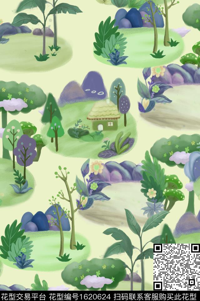 小碎花水彩花卉卡通数码印花华亿平台下载（图片编号: 1620624） - 瓦栏（Walan）