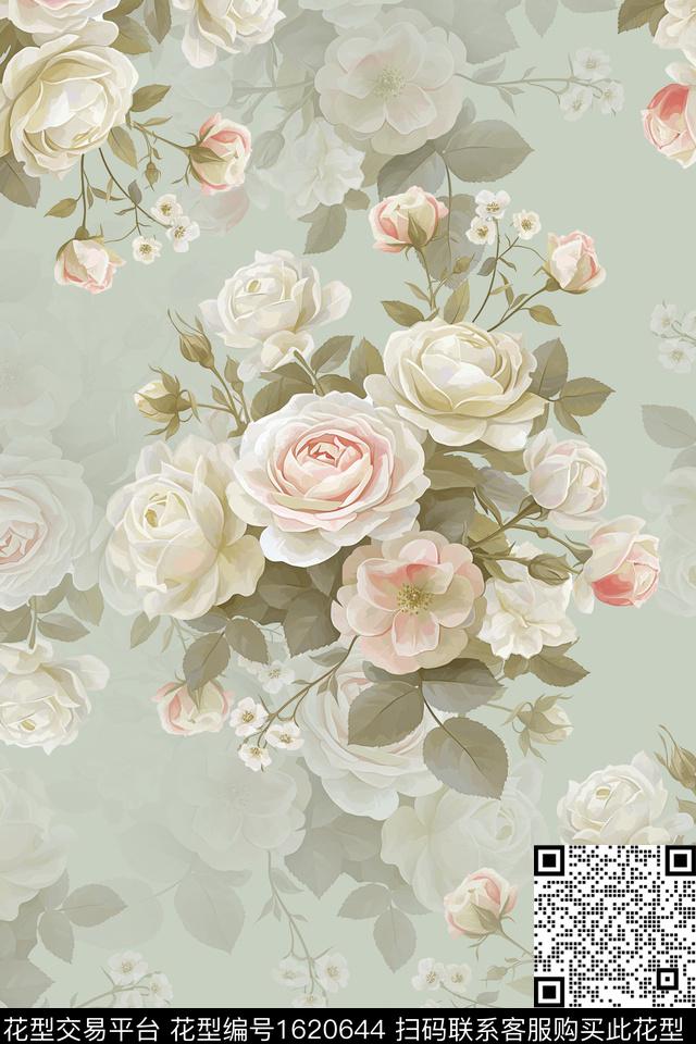 大花真丝影花数码印花华亿平台下载（图片编号: 1620644） - 瓦栏（Walan）