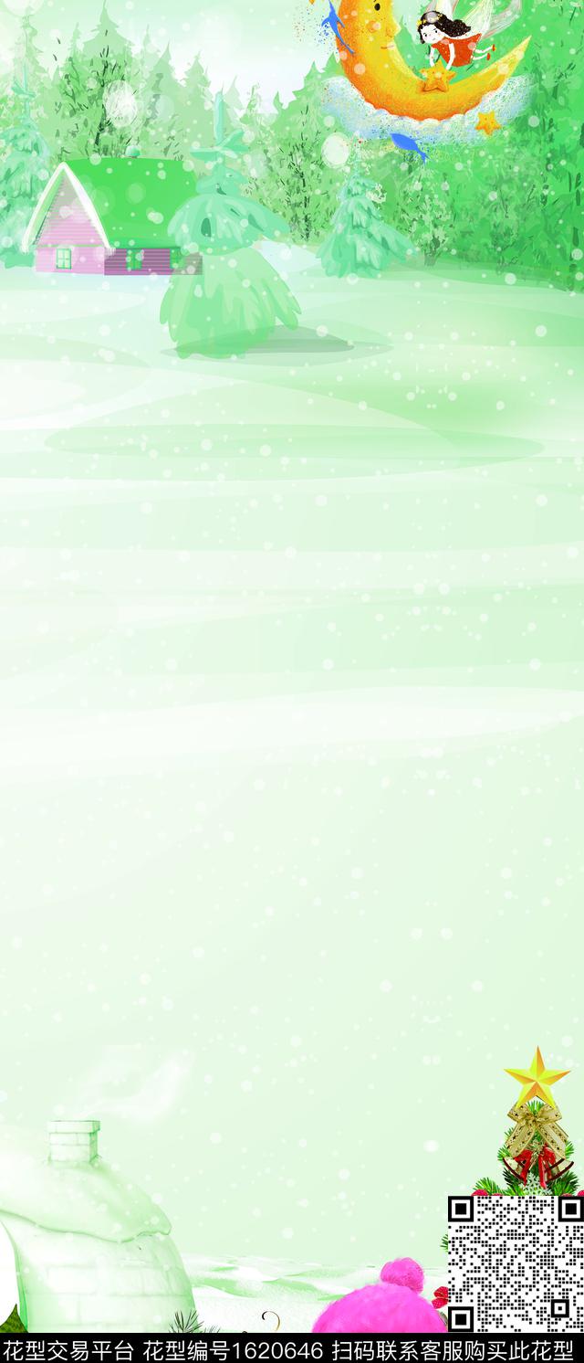 卡通人物雪景雪人数码印花华亿平台下载（图片编号: 1620646） - 瓦栏（Walan）