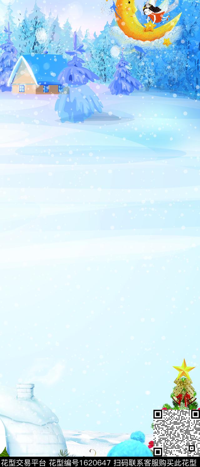 卡通人物雪景雪人数码印花华亿平台下载（图片编号: 1620647） - 瓦栏（Walan）