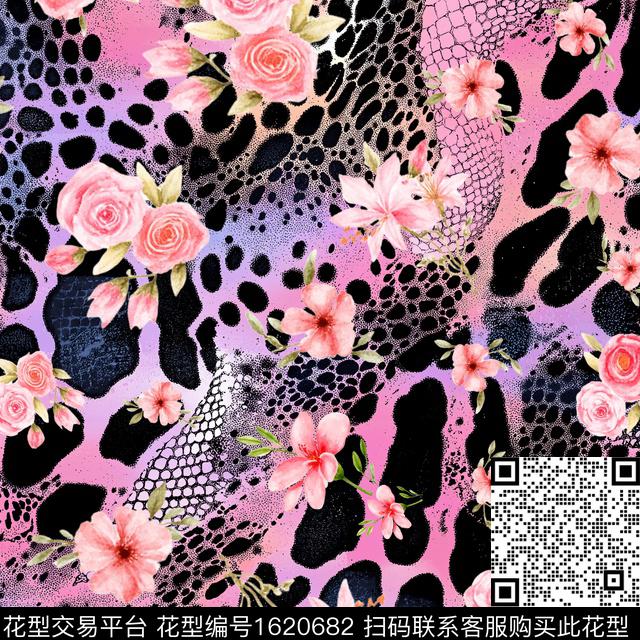 抽象豹纹动物纹数码印花华亿平台下载（图片编号: 1620682） - 瓦栏（Walan）