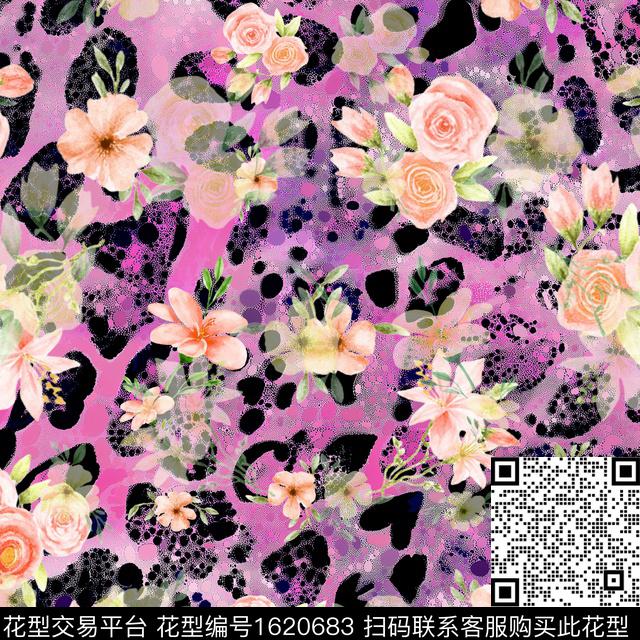 抽象豹纹动物纹数码印花华亿平台下载（图片编号: 1620683） - 瓦栏（Walan）