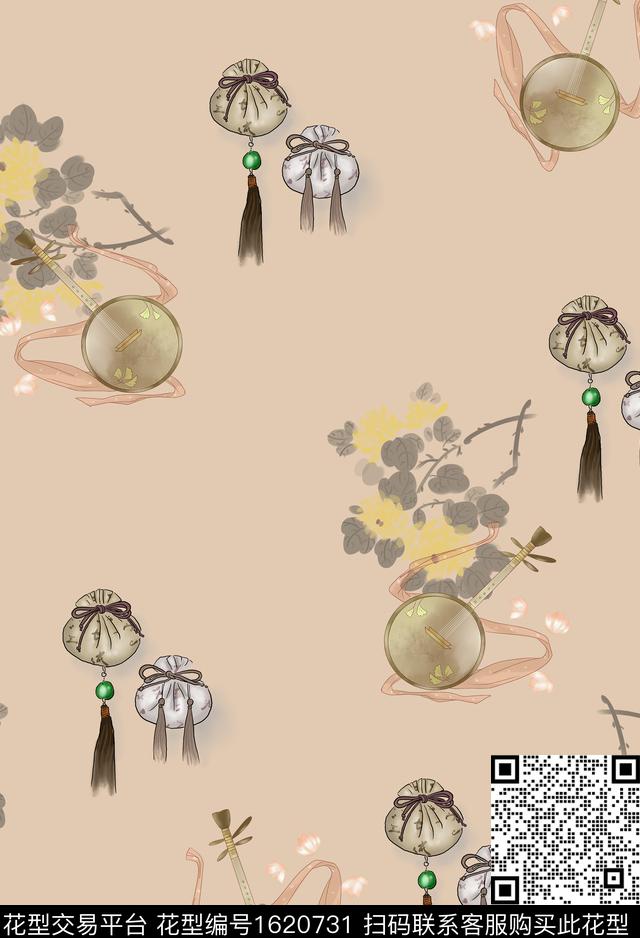 中国风花卉香囊数码印花华亿平台下载（图片编号: 1620731） - 瓦栏（Walan）