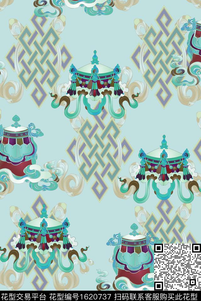 民族风彩色几何古典纹样数码印花华亿平台下载（图片编号: 1620737） - 瓦栏（Walan）