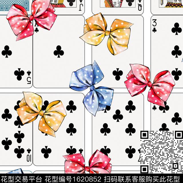 蝴蝶结扑克趣味数码印花华亿平台下载（图片编号: 1620852） - 瓦栏（Walan）