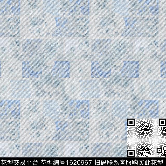 肌理模糊花卉混合拼接数码印花华亿平台下载（图片编号: 1620967） - 瓦栏（Walan）