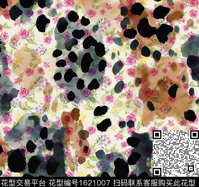 抽象小碎花数码印花华亿平台下载（图片编号: 1621007） - 瓦栏（Walan）