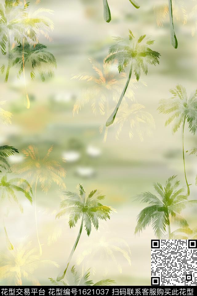小清新热带华亿平台渐变数码印花华亿平台下载（图片编号: 1621037） - 瓦栏（Walan）