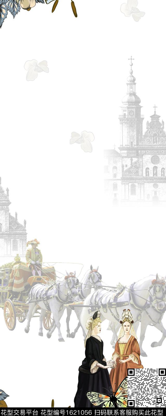 花卉马车欧式定位花数码印花华亿平台下载（图片编号: 1621056） - 瓦栏（Walan）