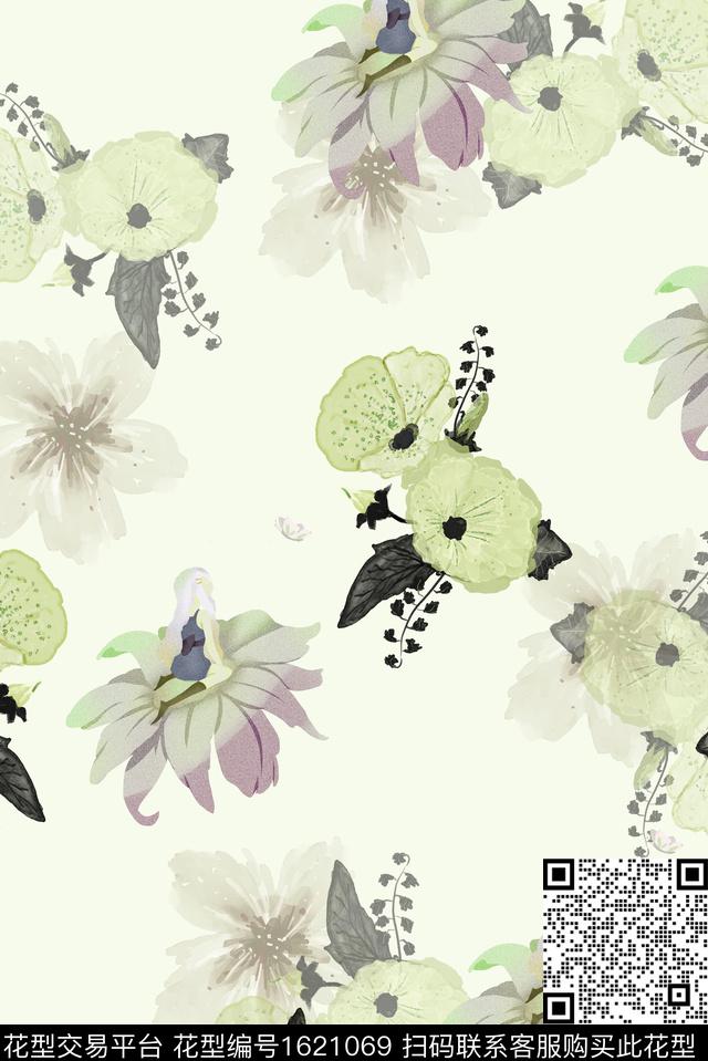 卡通人物水彩花卉童话数码印花华亿平台下载（图片编号: 1621069） - 瓦栏（Walan）