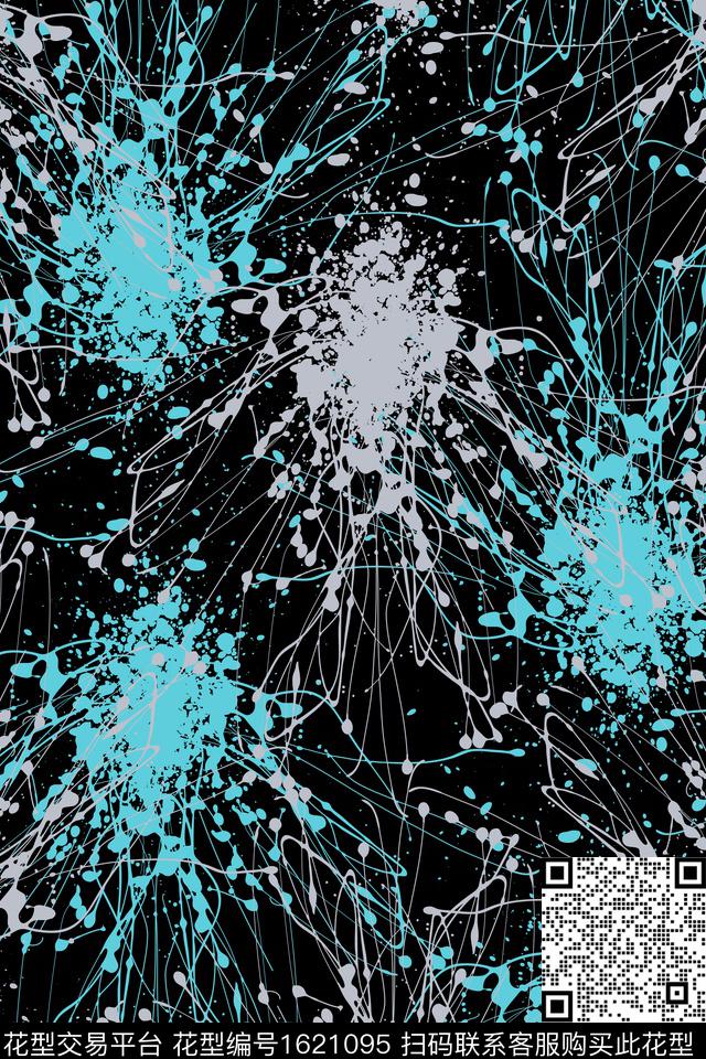 抽象涂鸦泼墨数码印花华亿平台下载（图片编号: 1621095） - 瓦栏（Walan）