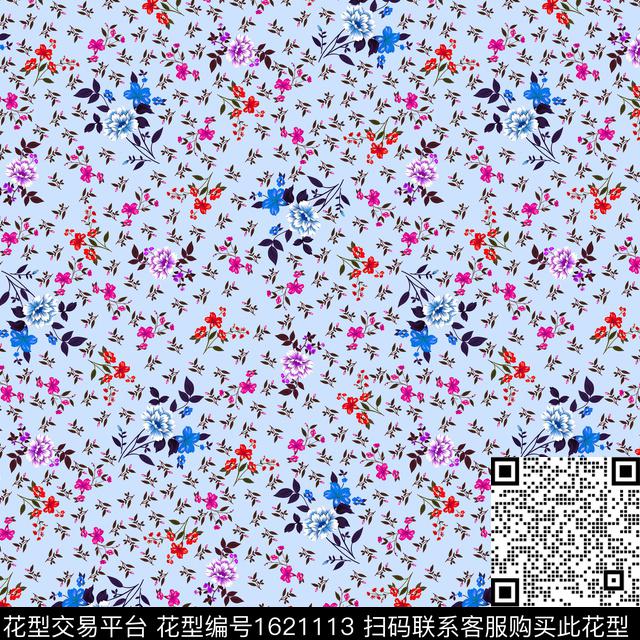 花卉小碎花满版散花数码印花华亿平台下载（图片编号: 1621113） - 瓦栏（Walan）