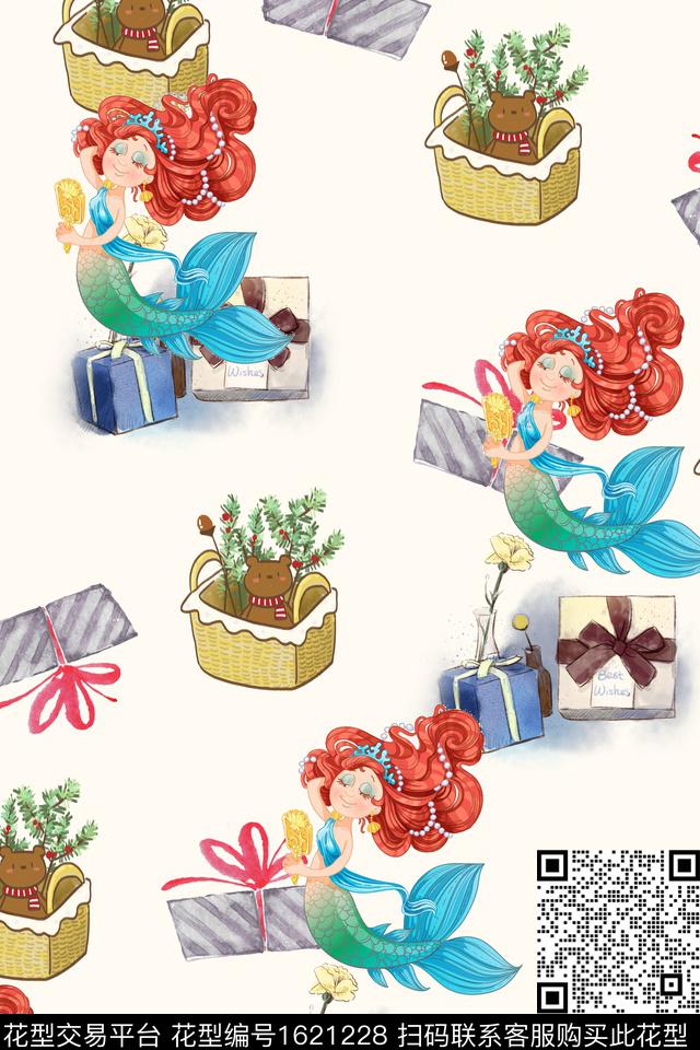 美人鱼卡通人物礼物数码印花华亿平台下载（图片编号: 1621228） - 瓦栏（Walan）