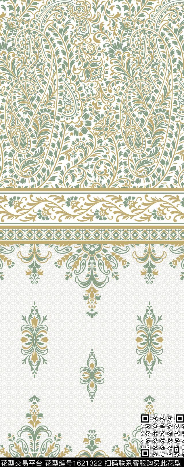 民族风佩斯利定位花数码印花华亿平台下载（图片编号: 1621322） - 瓦栏（Walan）