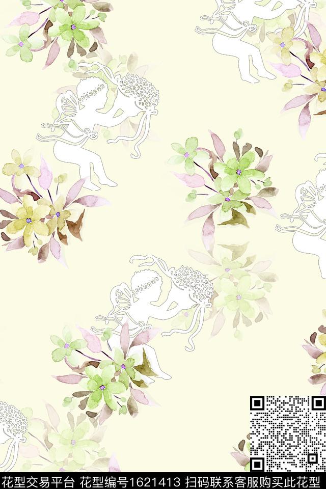 小清新剪影小碎花数码印花华亿平台下载（图片编号: 1621413） - 瓦栏（Walan）