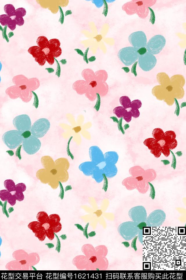 小清新花卉渐变数码印花华亿平台下载（图片编号: 1621431） - 瓦栏（Walan）