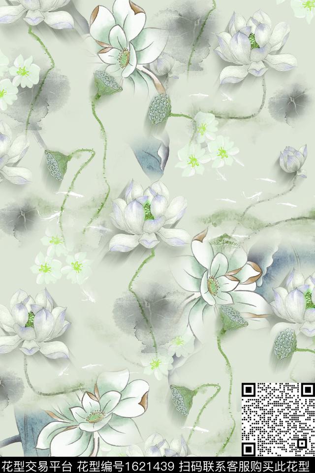 小清新小碎花水彩花卉数码印花华亿平台下载（图片编号: 1621439） - 瓦栏（Walan）