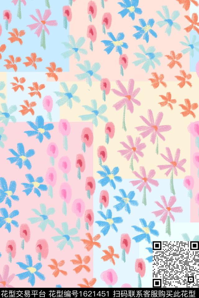花卉小碎花混合拼接数码印花华亿平台下载（图片编号: 1621451） - 瓦栏（Walan）