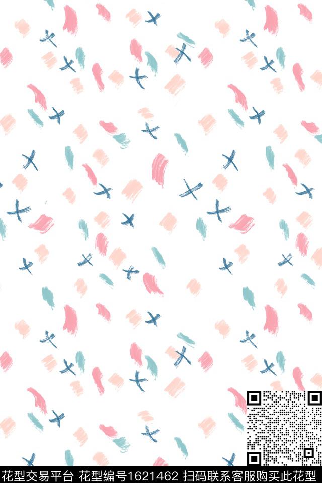 小清新笔触趣味数码印花华亿平台下载（图片编号: 1621462） - 瓦栏（Walan）