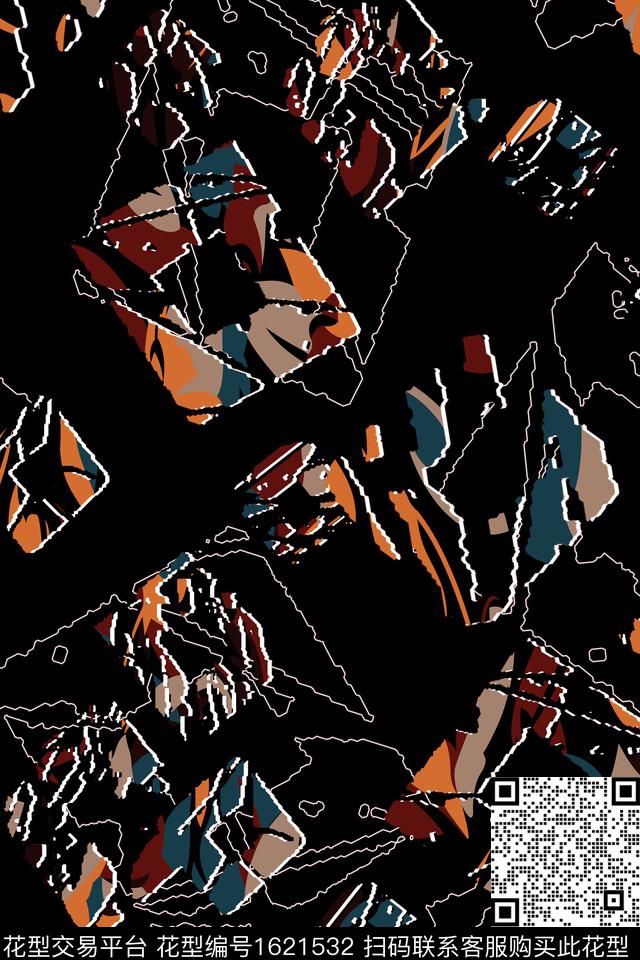 休闲抽象混合拼接数码印花华亿平台下载（图片编号: 1621532） - 瓦栏（Walan）