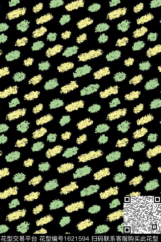 抽象黑底笔触数码印花华亿平台下载（图片编号: 1621594） - 瓦栏（Walan）