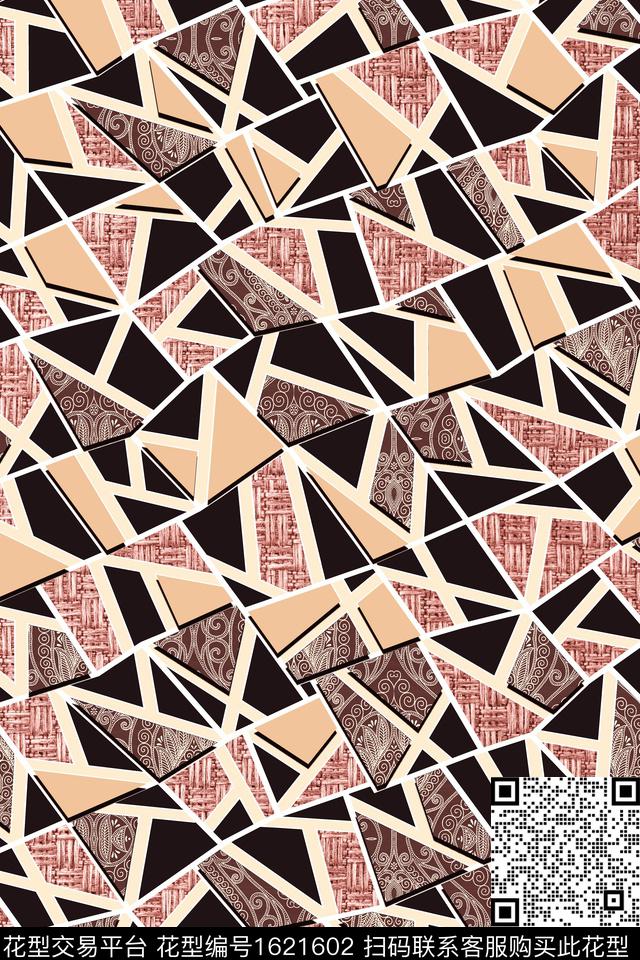 中老年几何混合拼接数码印花华亿平台下载（图片编号: 1621602） - 瓦栏（Walan）