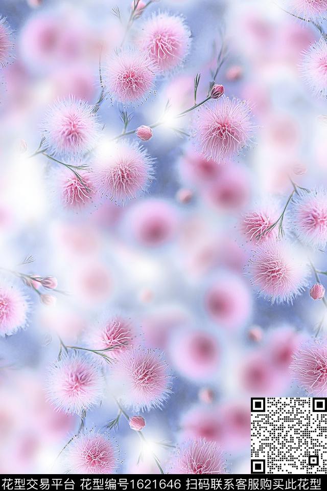 花卉蒲公英朦胧花卉数码印花华亿平台下载（图片编号: 1621646） - 瓦栏（Walan）