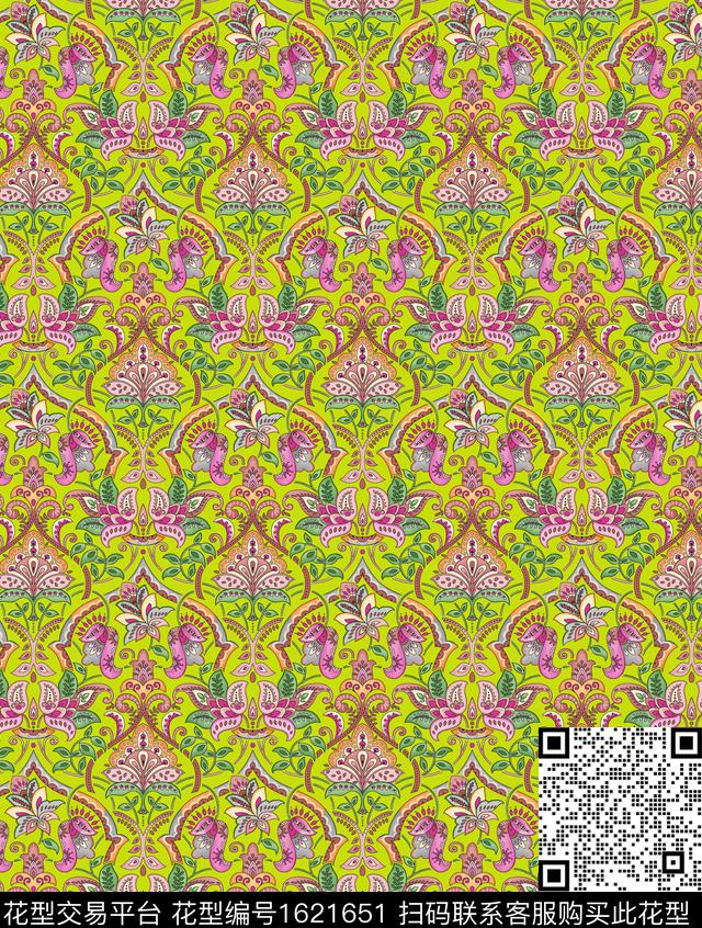 民族风民族花卉数码印花华亿平台下载（图片编号: 1621651） - 瓦栏（Walan）