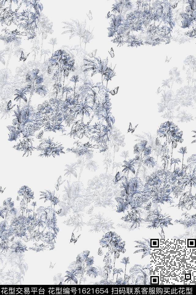 朱伊纹热带蝴蝶数码印花华亿平台下载（图片编号: 1621654） - 瓦栏（Walan）