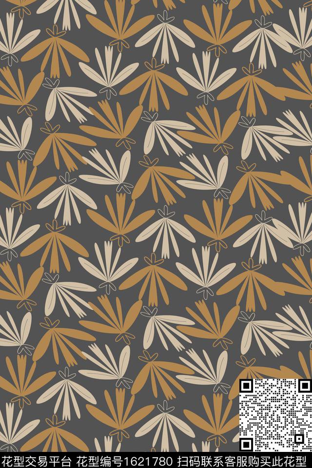 植物花卉棕色传统印花华亿平台下载（图片编号: 1621780） - 瓦栏（Walan）