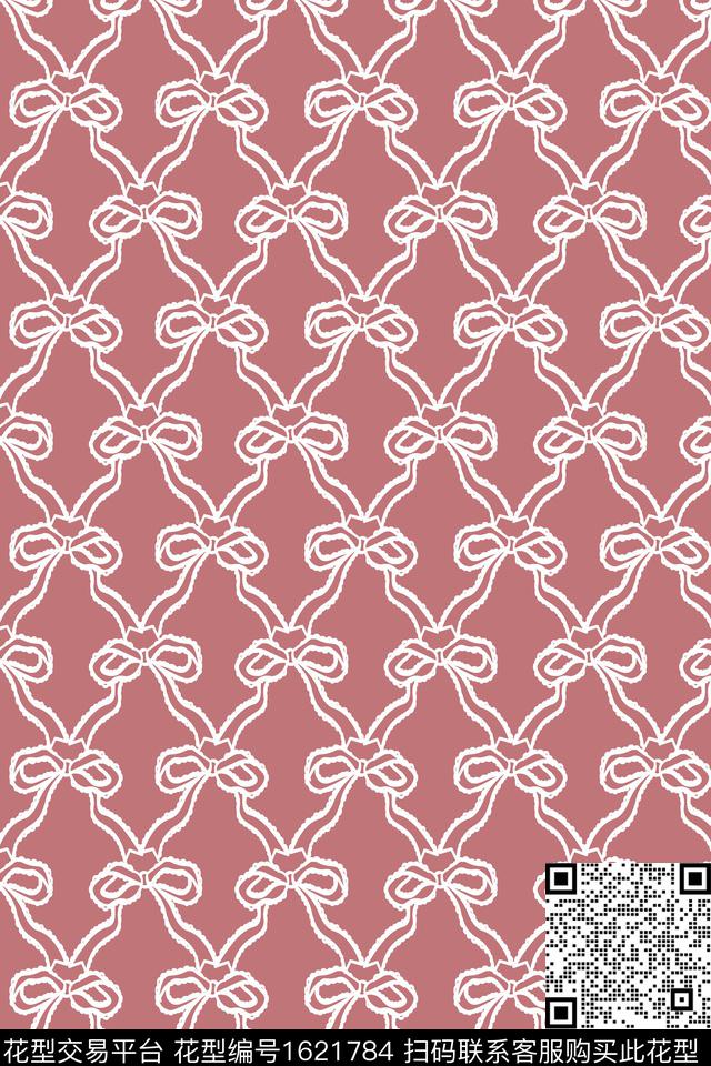 蝴蝶结格子趣味传统印花华亿平台下载（图片编号: 1621784） - 瓦栏（Walan）