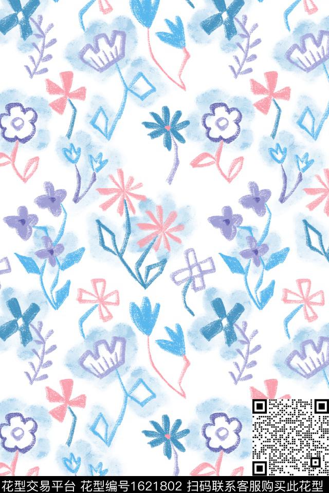 小清新花卉小碎花数码印花华亿平台下载（图片编号: 1621802） - 瓦栏（Walan）