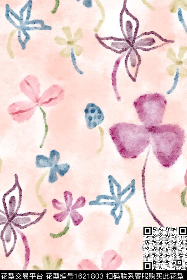 小清新花卉渐变数码印花华亿平台下载（图片编号: 1621803） - 瓦栏（Walan）