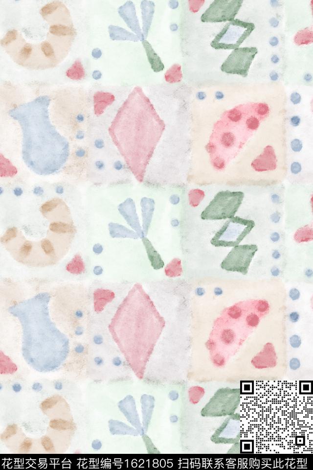 肌理格子趣味数码印花华亿平台下载（图片编号: 1621805） - 瓦栏（Walan）